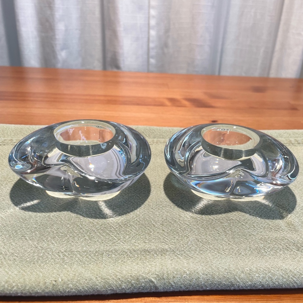 Amour Heart Shaped Crystal Votive Tealight Candle Holders Set of 2 Glass Love - Picture 7 of 16
